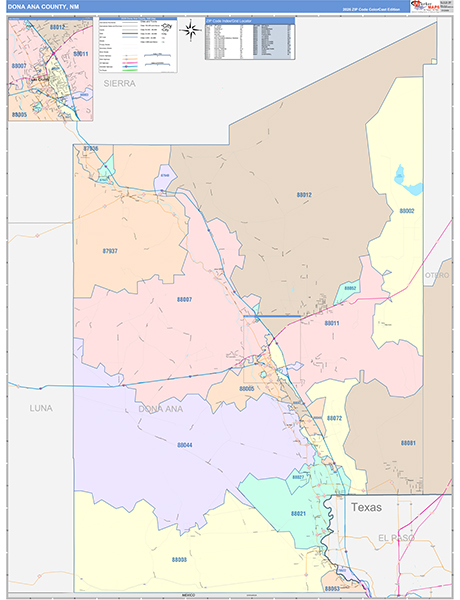 Dona Ana County, NM Zip Code Map